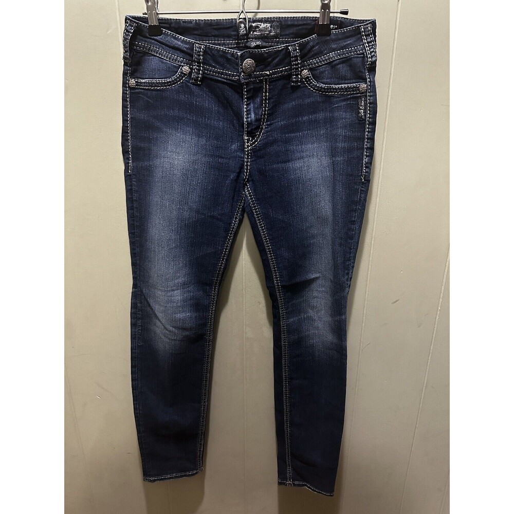 Y2K Silver Jeans Suki Mid Super Skinny Stretch Women’s Size 30W/29L